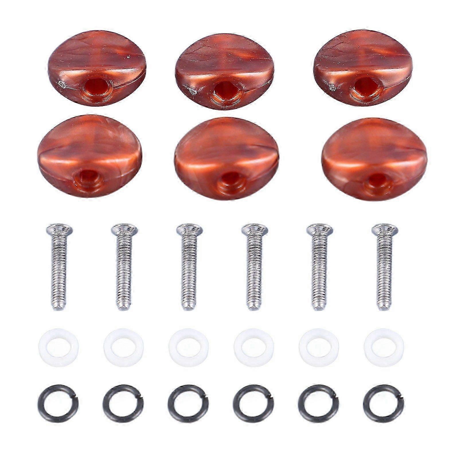 6PCS Tuning Key Button Electric Guitar Tuners Machine Head Replacement Button Tuners Machine Handle Brown