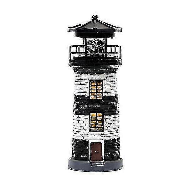 LED solar lighthouse light with rotating beacon