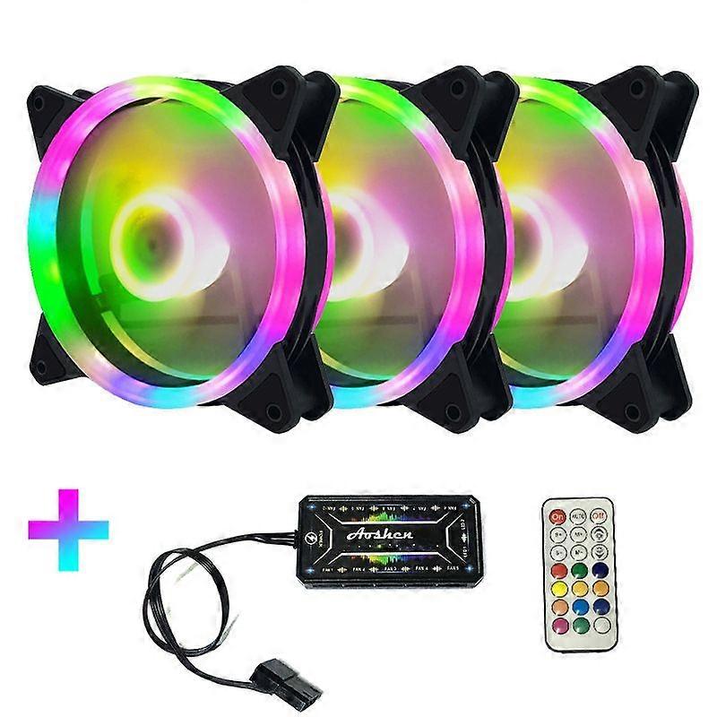 Computer CPU RGB luminous Radiator, 3 Fans+Remote Control