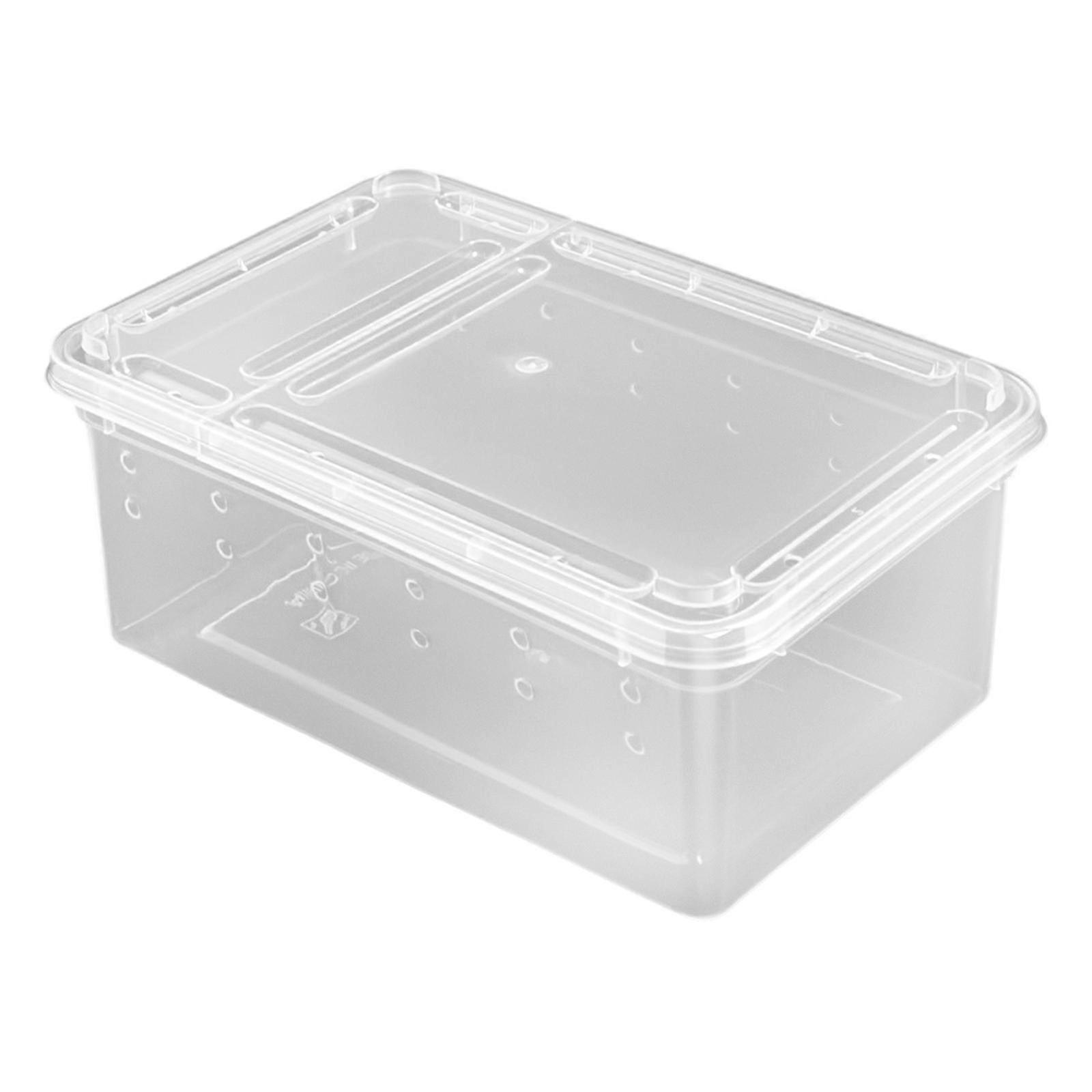 Reptile Feeding Box Mini Case with Vent Holes with Lid Breeding Box Transparent