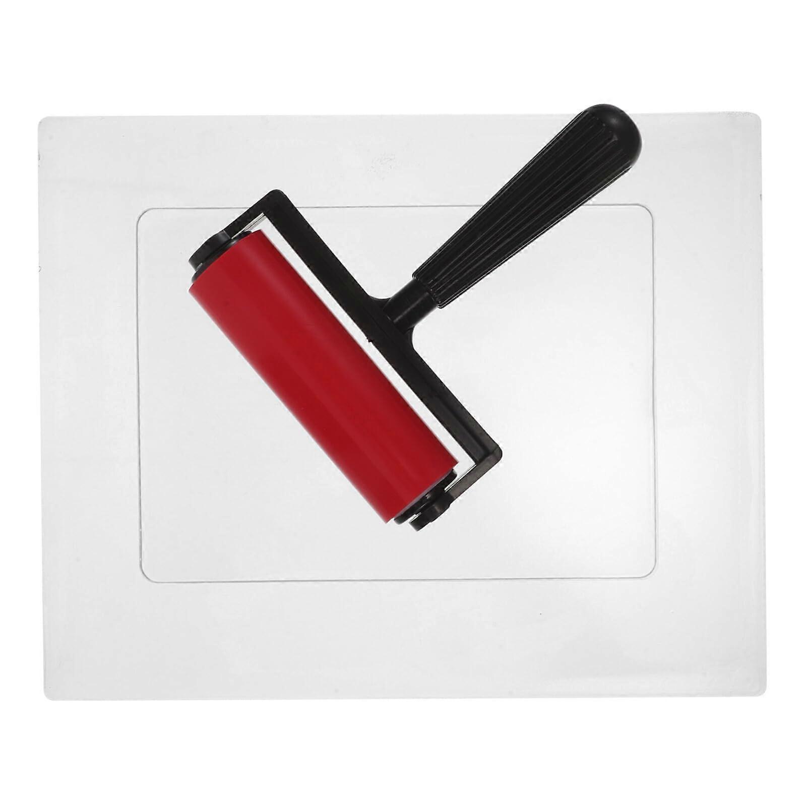 Reusable Gel Printing Plate With Manual Roller Tool Set Integrated Brush For Ink Distribution Monoprinting And Cardmaking