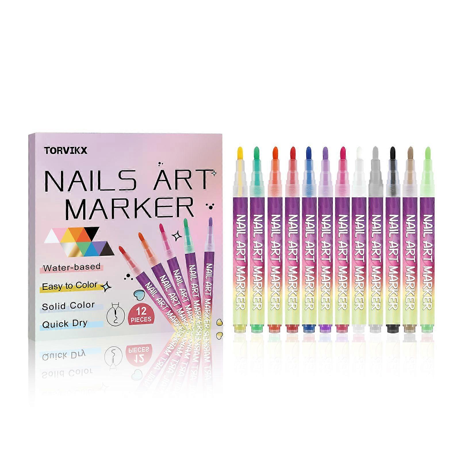 TORVIKX Diy Nail Art Graffiti Pen Precisely Sketches With Bright Colors, Is Beginner-Friendly, Long-Lasting And Not Easy To Fade