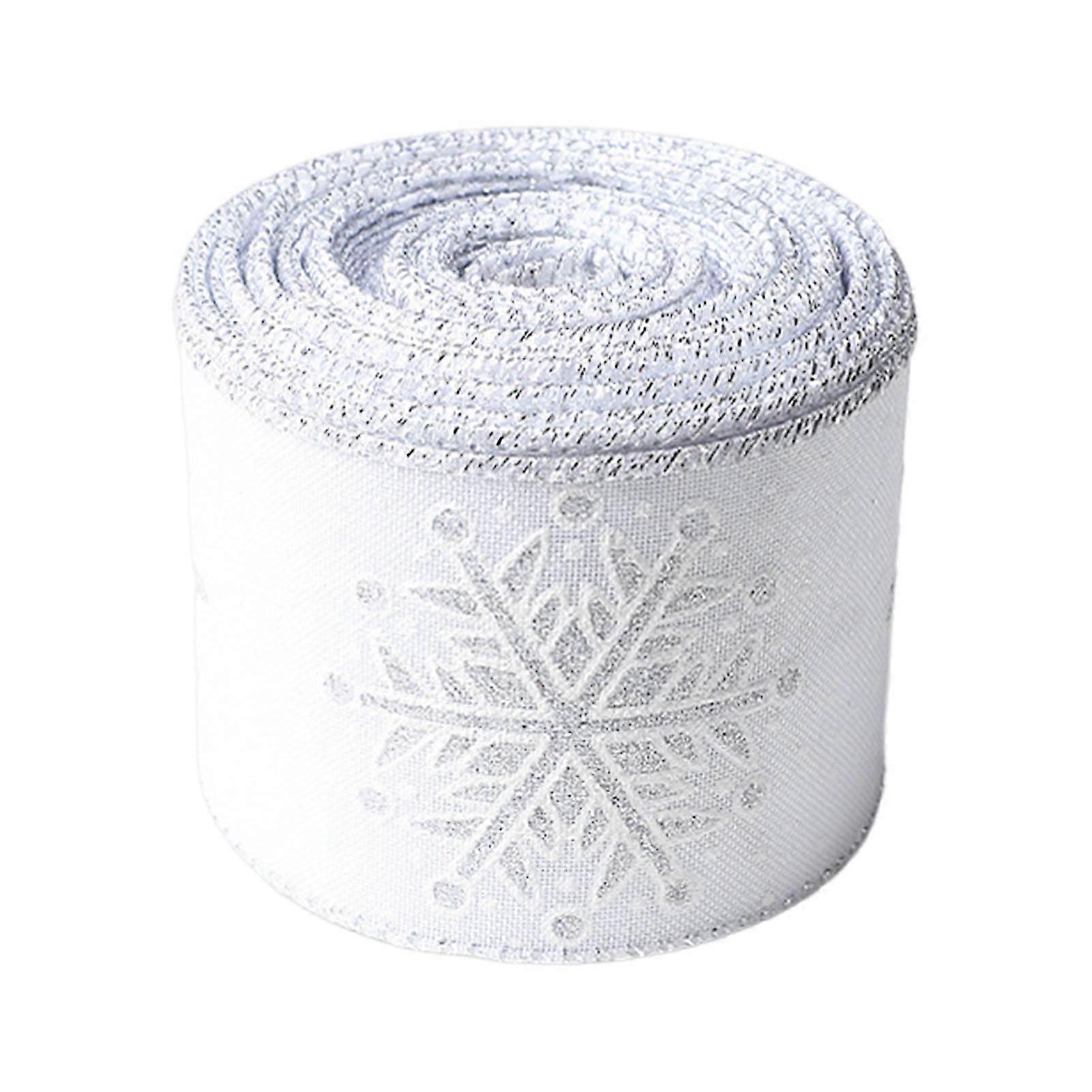 Christmas Ribbon Fine Linen Snowflake Printed Multi-functional Create Atmosphere Woven Ribbon DIY Crafts Decorations