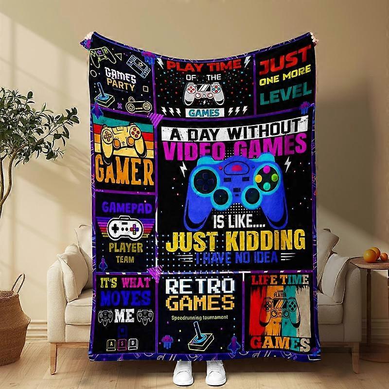 Game Console Pattern Blanket, Soft Comfortable Throw Blanket, Cool Bedroom Bedding Blankets, Warm Napping Blanket for Home Office Travel Cam