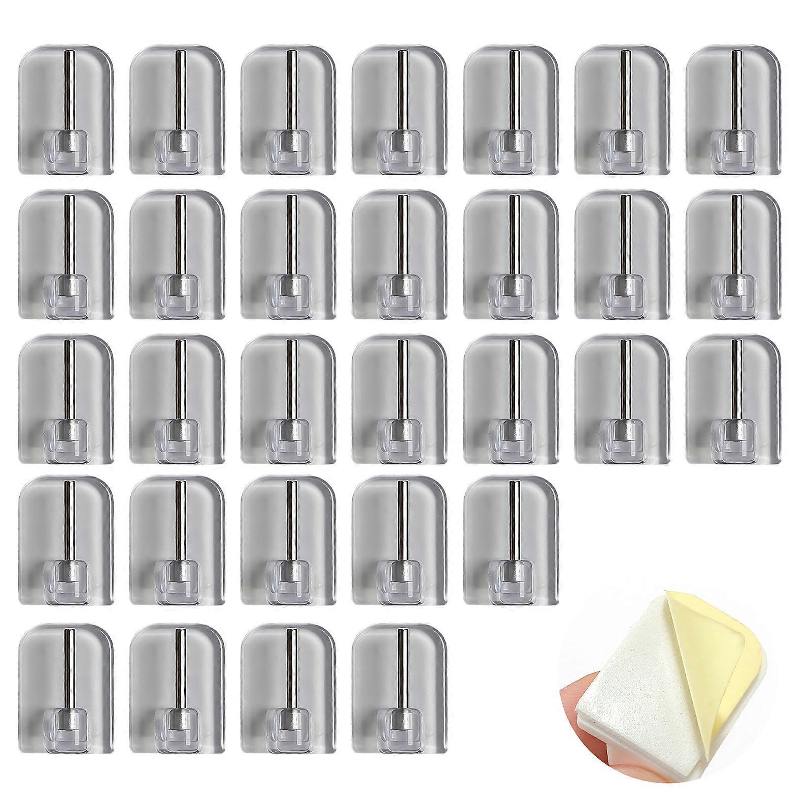 30pcs Efficient Sticky Wall Hook Portable Plastic Design Damage Release Installation for Household Items Multicolor