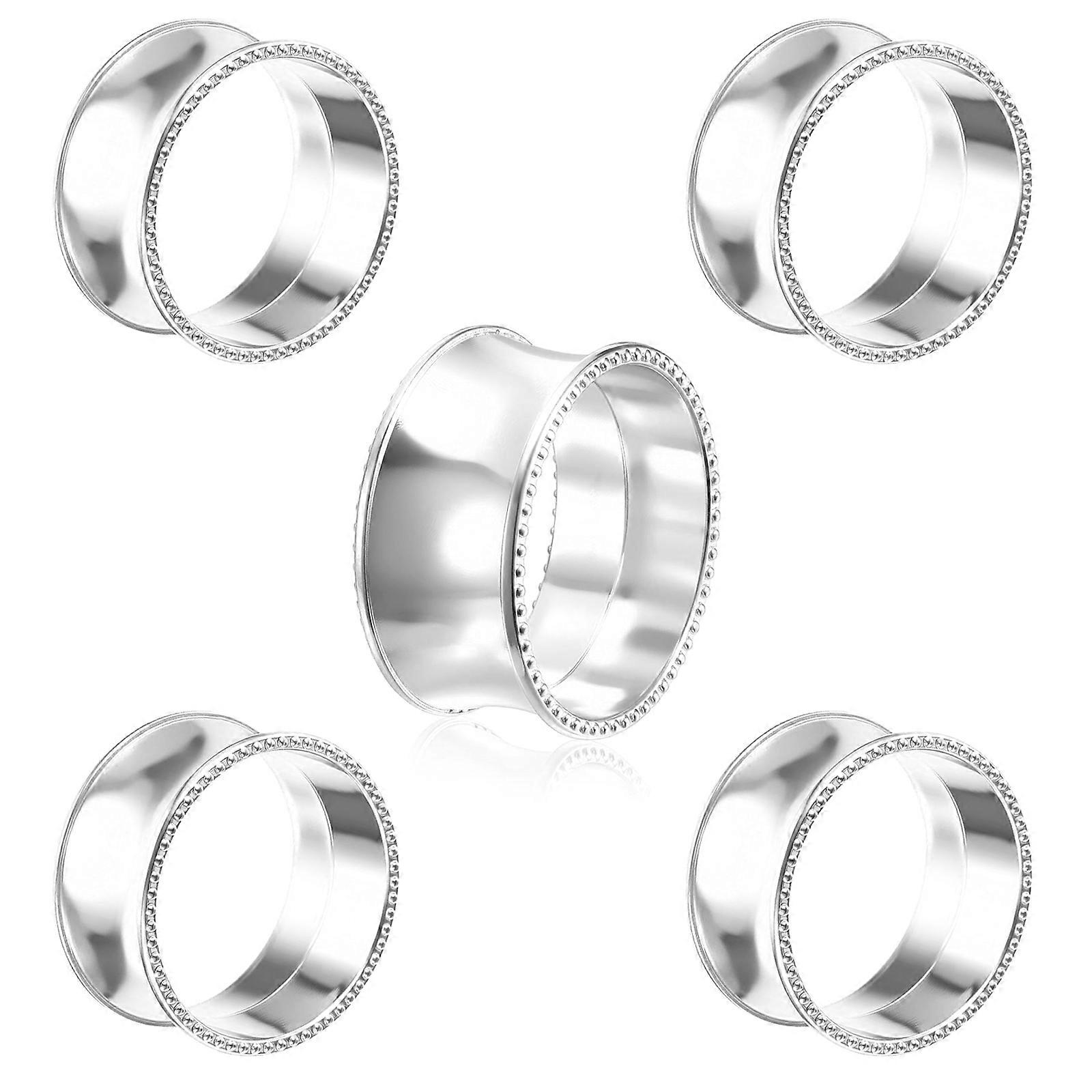 Pack of 5 Polished Alloy Round Napkin Rings Table Centerpiece for Elegant Table Setting and Modern Home Decors  Silver