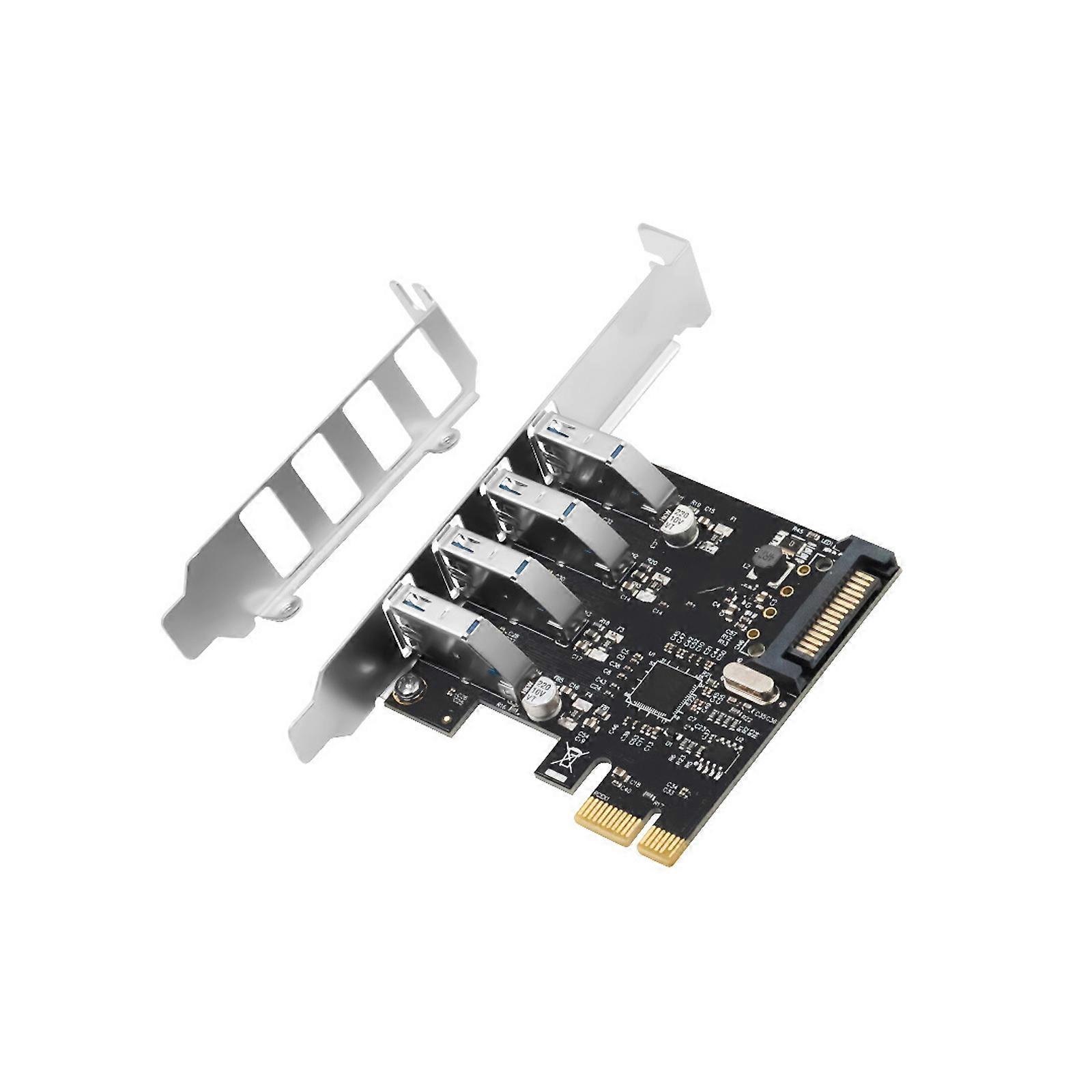 4 Port PCIExpress USB3.0 Adapter 5Gbps Plugs Play Multiple Device Supported Enhances Work Connection Multicolor