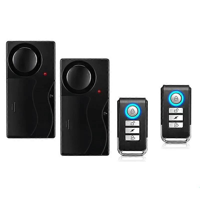 Wireless Vibration Alarms with Remote Control 110dB Loud Alarm for Door Window Motorcycle Bike Vehicle Security Anti-Theft Alarm