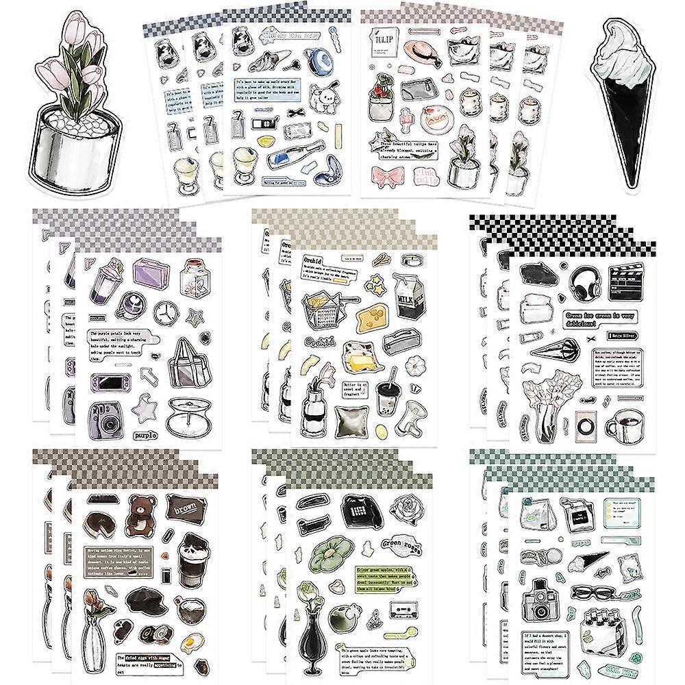 8 lazy-style collage decorations for your phone case, card holder, notebook storage box, and water bottle; waterproof.