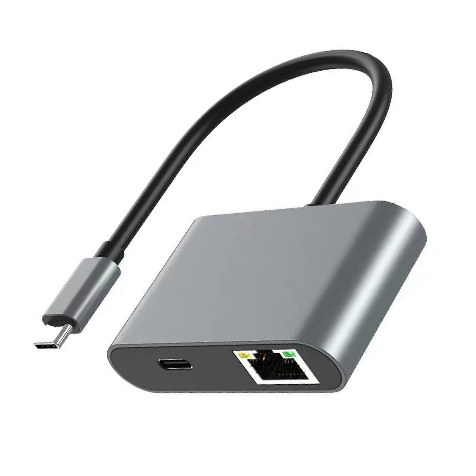 USB C to RJ45 Ethernet Adapter for 2.5G Supporting 2500Mbps 100W Fast Charging Plug and Play Aluminum Alloy Portable Multicolor