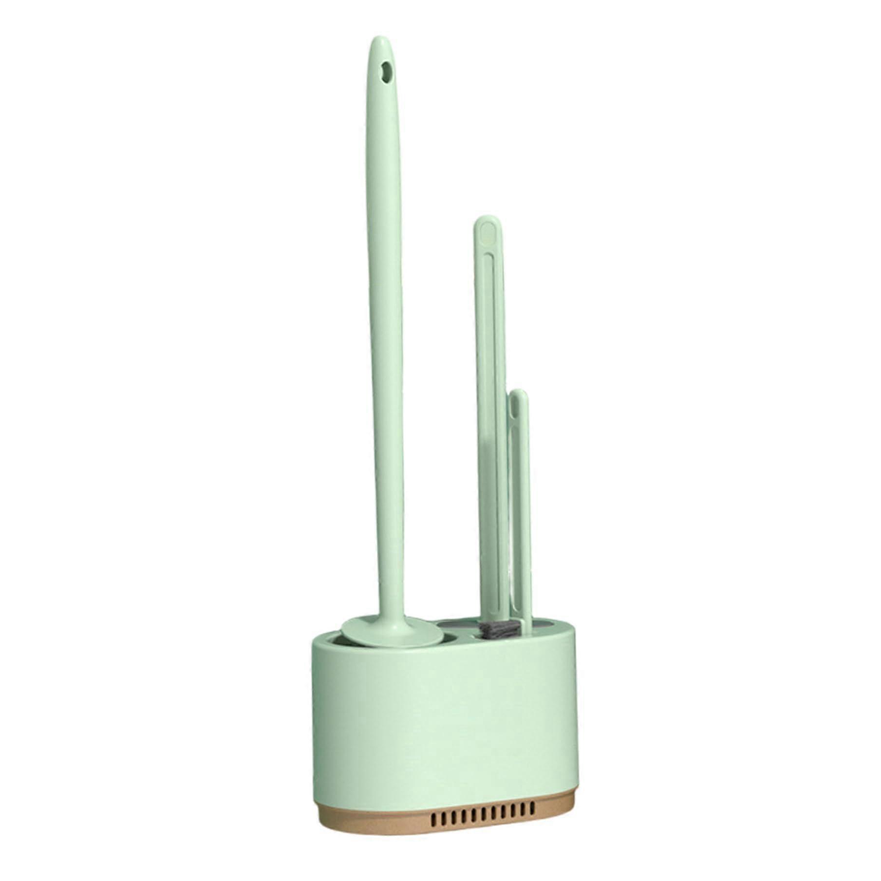 Toilet Brush and Holder Set with Drainage Base, 3 in 1 Bathroom Cleaning Tool for Home, Office, RV