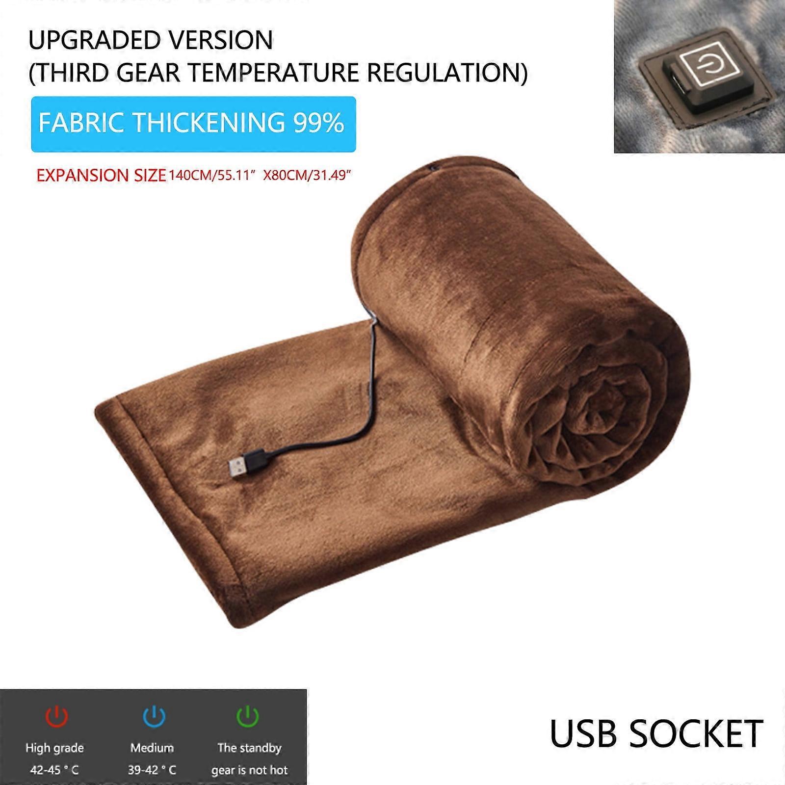 Viflosae USB Heated Flannel Blanket 140x80cm, 3-Level Temp Control, Low Voltage Safety, Non-Leakage, compatible with car/home outlets