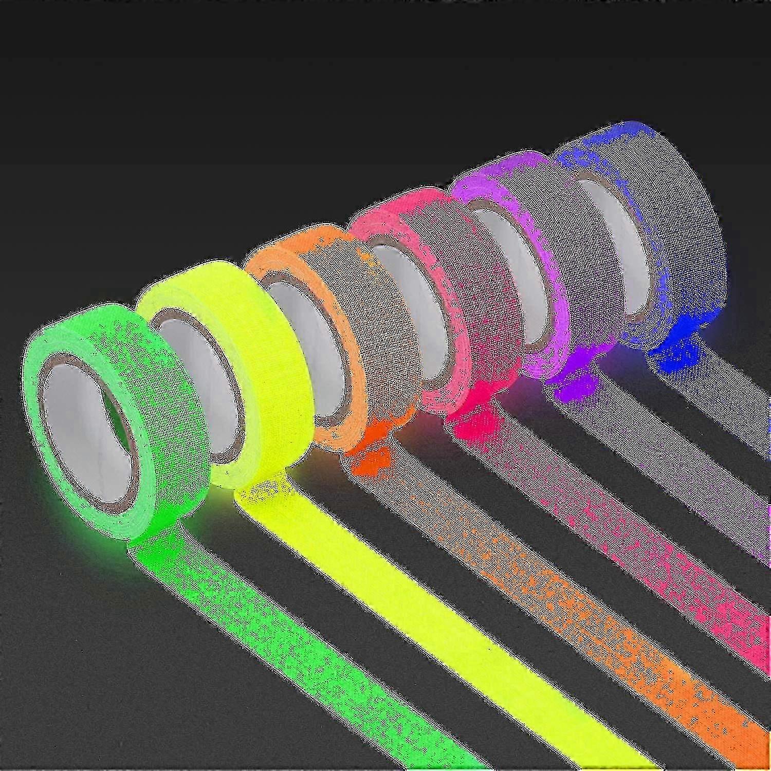 ZENGO 6 Pcs Fluorescent Tape Uv Blacklight Reactive Glow In The Dark Tape Neon Gaffer Tape