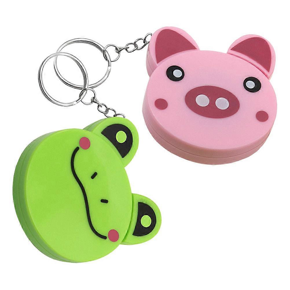 Measuring Tape For Kids 2Pcs Miniature Adorable Children Measuring Tool Keychain Design Flexible Automatic Retractable Function