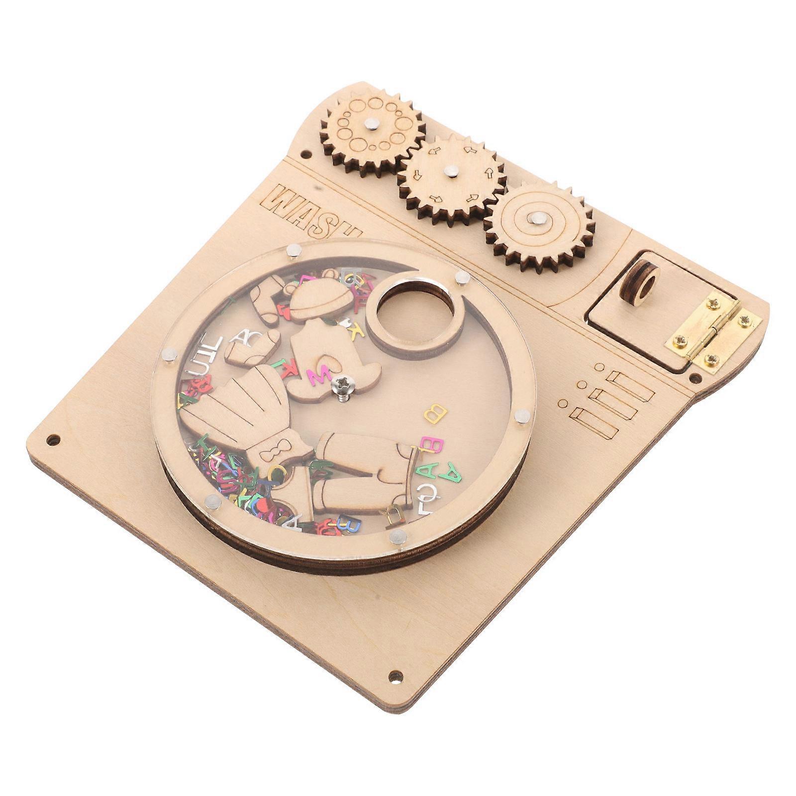 Early Teaching Learning Wooden Wash Machine Puzzle Toy for Toddler