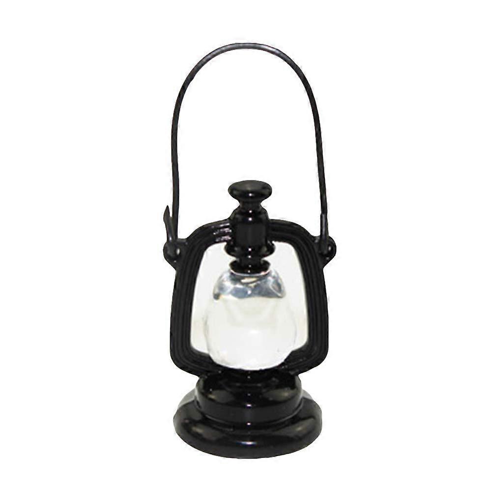 Mini Retro Black Kerosene Lamp Model Miniature Accessory For Collectible Display Decor