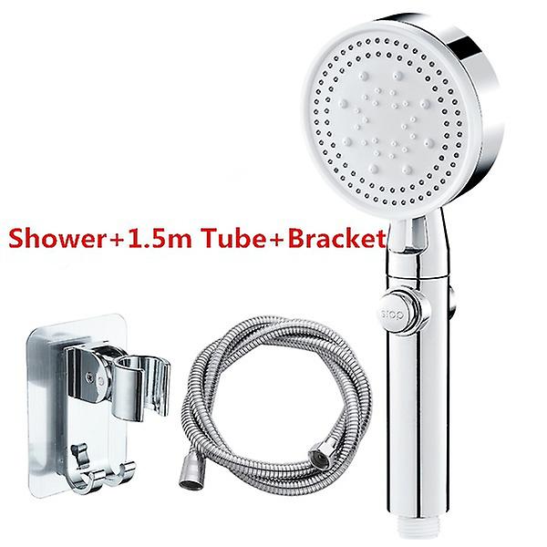Premium 5 Mode Adjustable High Pressure Black Shower Head Water Saving [silver]