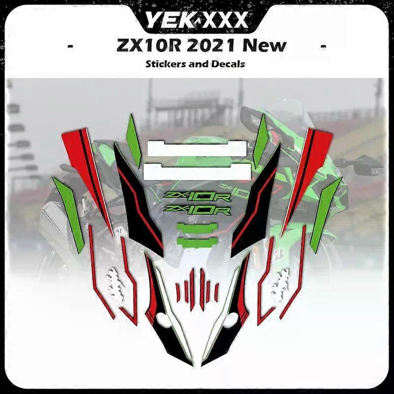 Motorcycle Sticker Decals for Kawasaki ZX10R (2021-2024) - Full Set of Shell Fairing, Similar to 2023 ZX-10R Design