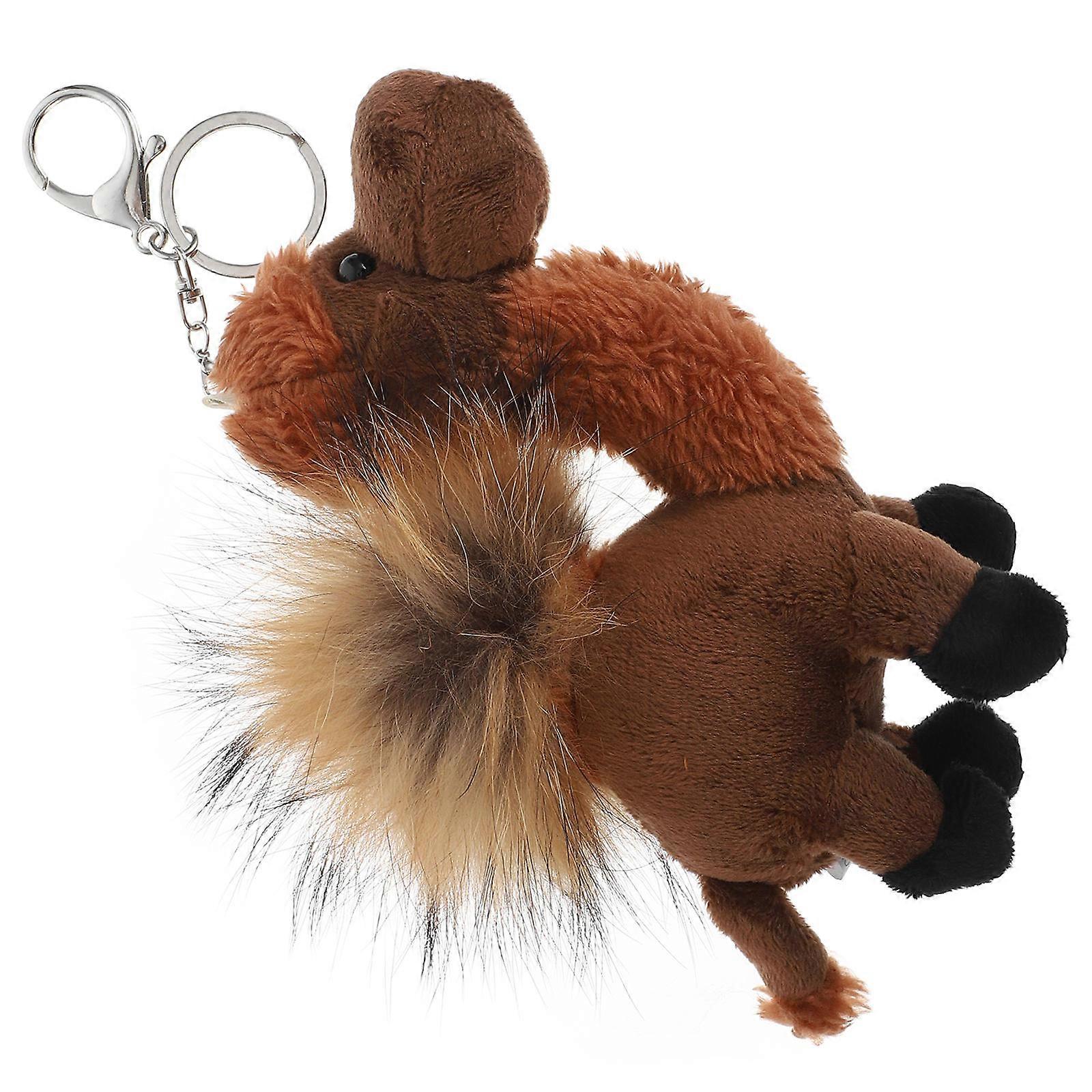Camel Plush Toy Keychain Adorable Cartoon Camel Shape Dark Brown Hanging Plush 1 Pcs