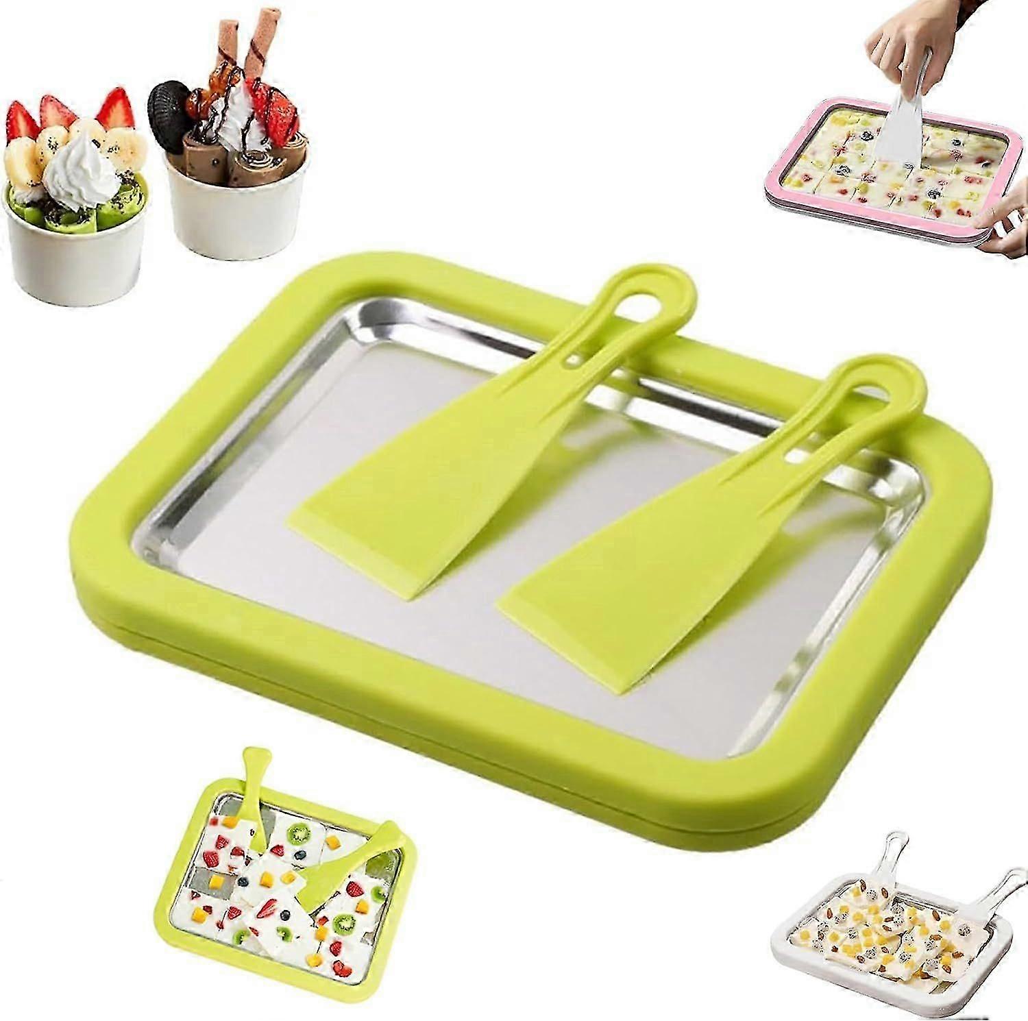 At Home Rolled Ice Cream Maker, 2025 Upgrade Portable Rolled Ice Cream Kit, Food-Grade Stainless Steel Ice Cream Tray with 2 Scrapers, Easy DIY Ice Cr