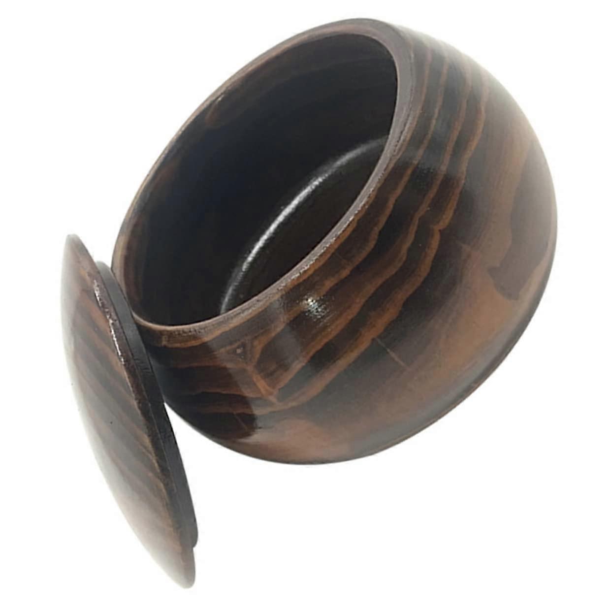 Wooden Go Chess Bowl with Lid for Stones, Elegant Retro Design, Durable Compact Storage