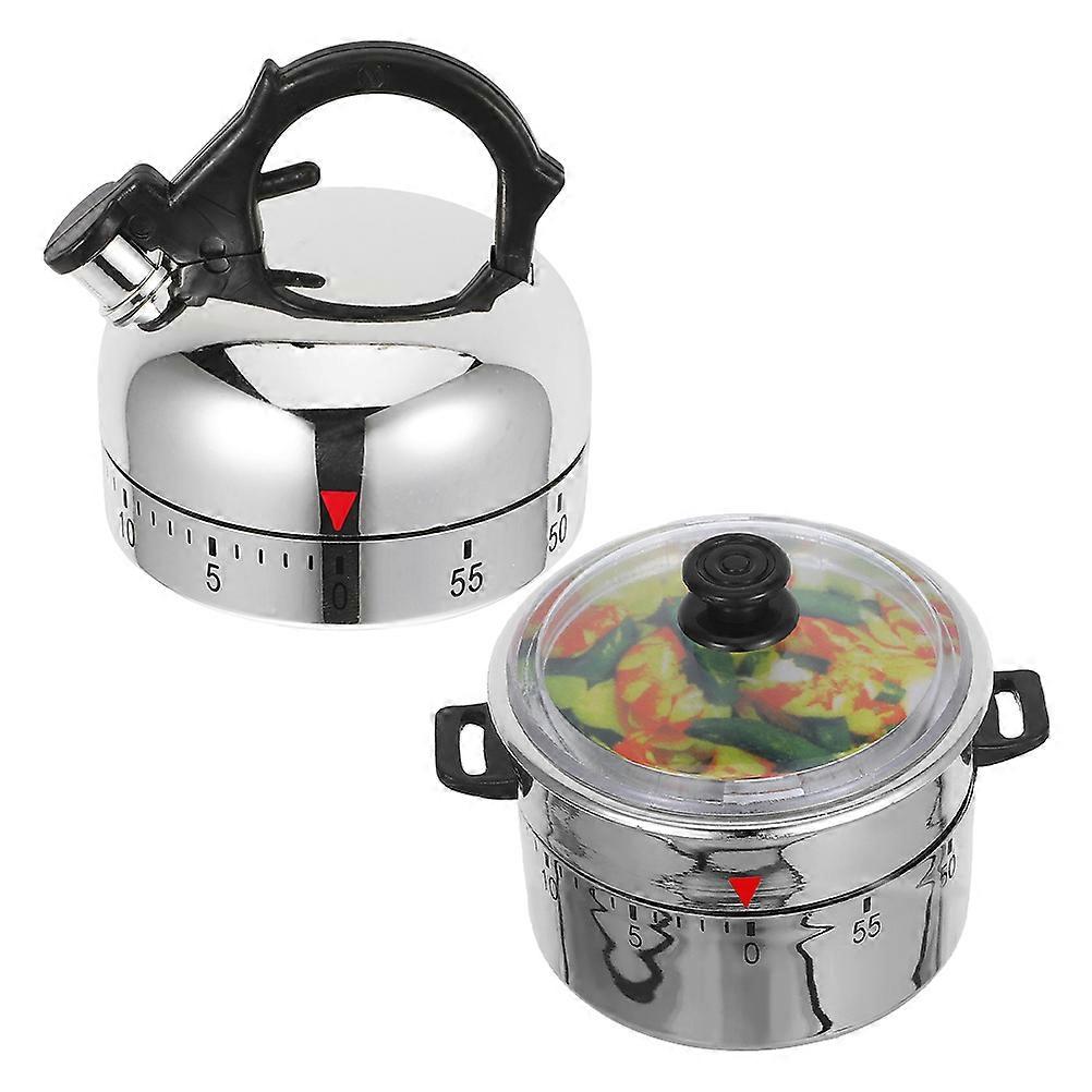 Kitchen Timer Mechanical Kitchen Timer for Timekeeping 2Pcs Silver