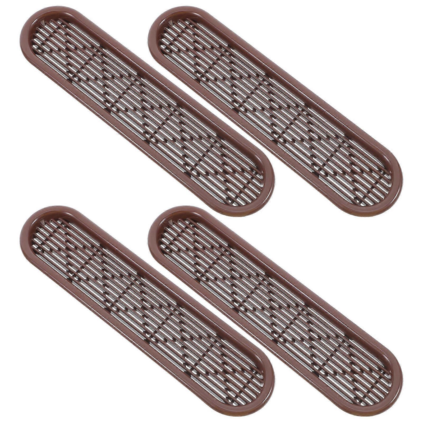 Light Brown Plastic Ventilation Grille Cover for Wardrobe Air 4Pcs