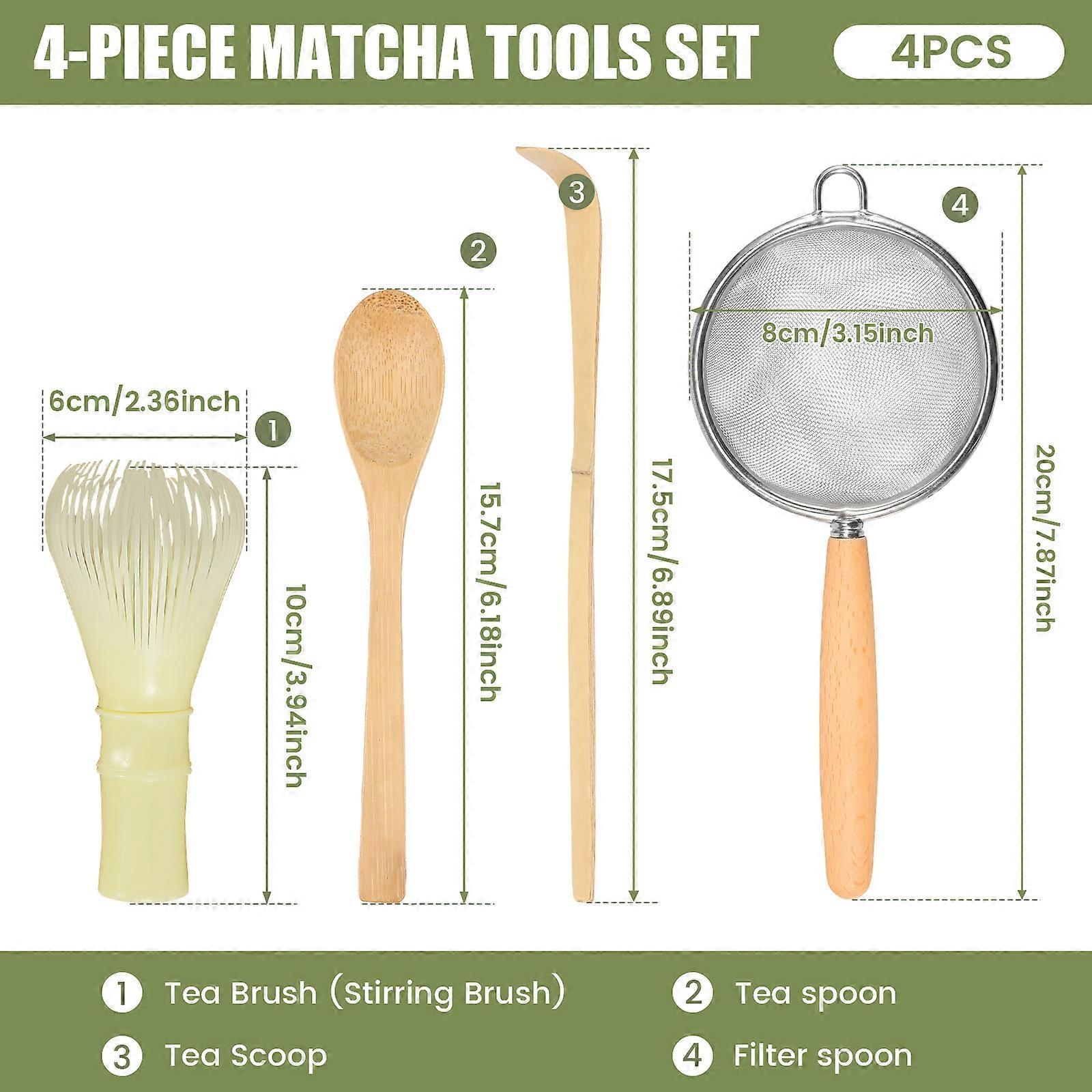 4Pcs Japanese Matcha Tea Set for Beginners Matcha Making Starter Kit with Matcha Whisk Tea Scoop Reusable Bamboo Matcha Whisk