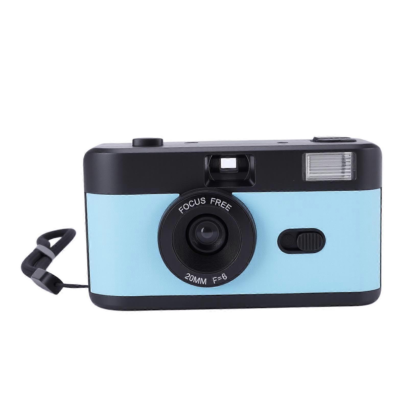 Half Frame 35mm Film Camera with Flash, Reusable Vintage Design for Travel and Street Photography (Black Blue)