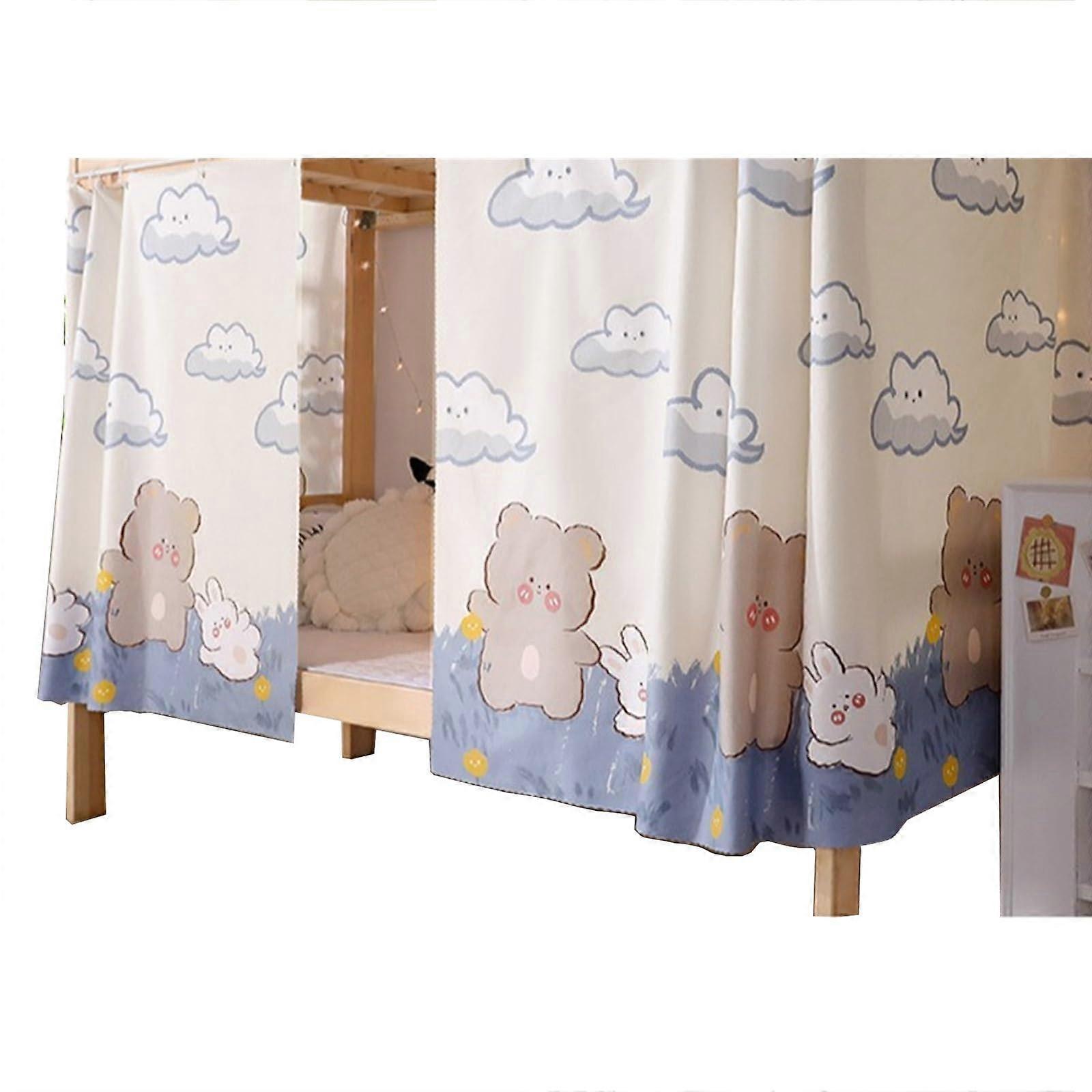 Bunk Bed Curtains with Privacy Protection, Light Blocking and Breathable Fabric for Bottom Bunk, Bear Pattern
