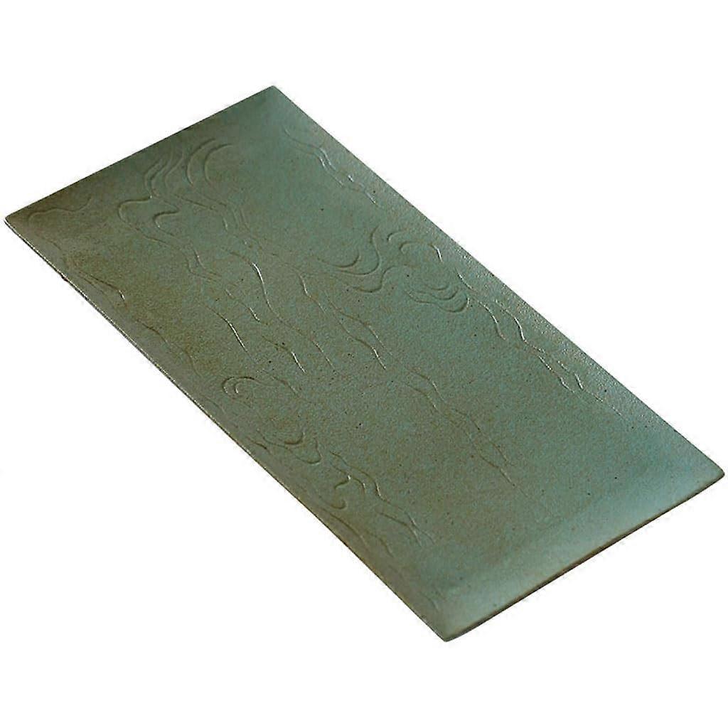 Ceramic Tea Tray with Elegant Retro Design, Rectangular Stoneware Gongfu Tea Serving Tray