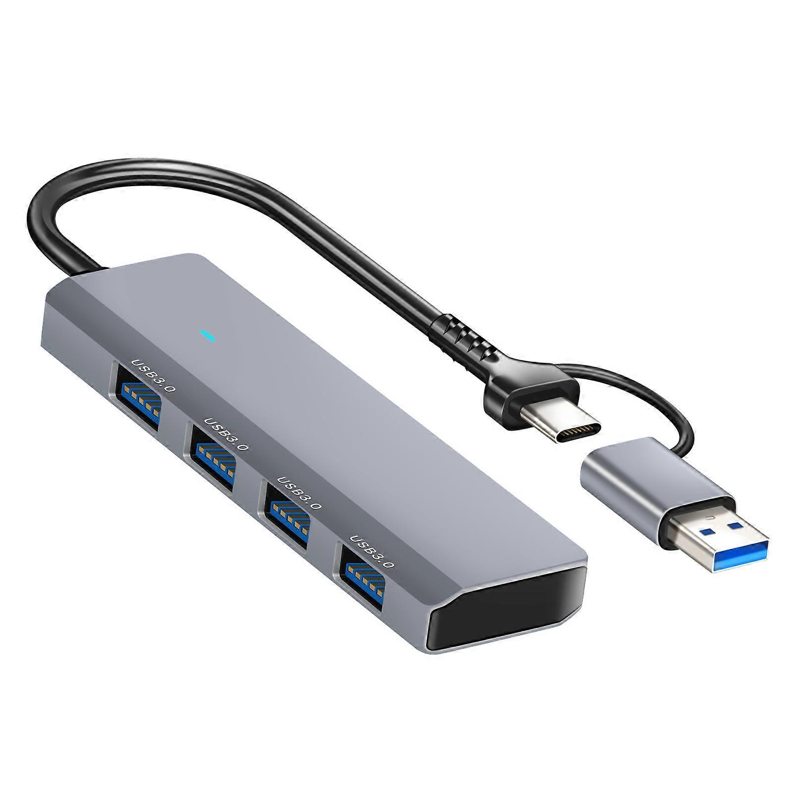 USB C Hub 4 in 1 with 4 USB 3.0 ports Fast Data Transfer, Grey