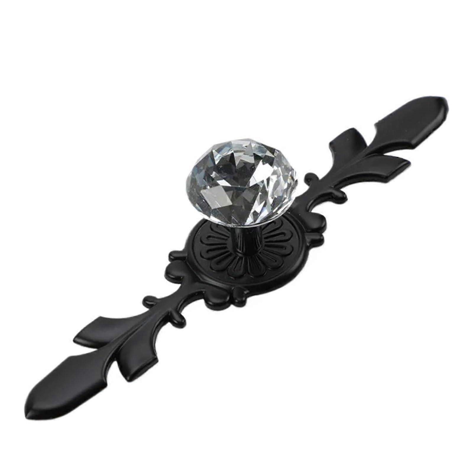 Black Crystal Cabinet Handles and Knobs for Wardrobe Drawer Pulls, Durable Stylish Design 170mm