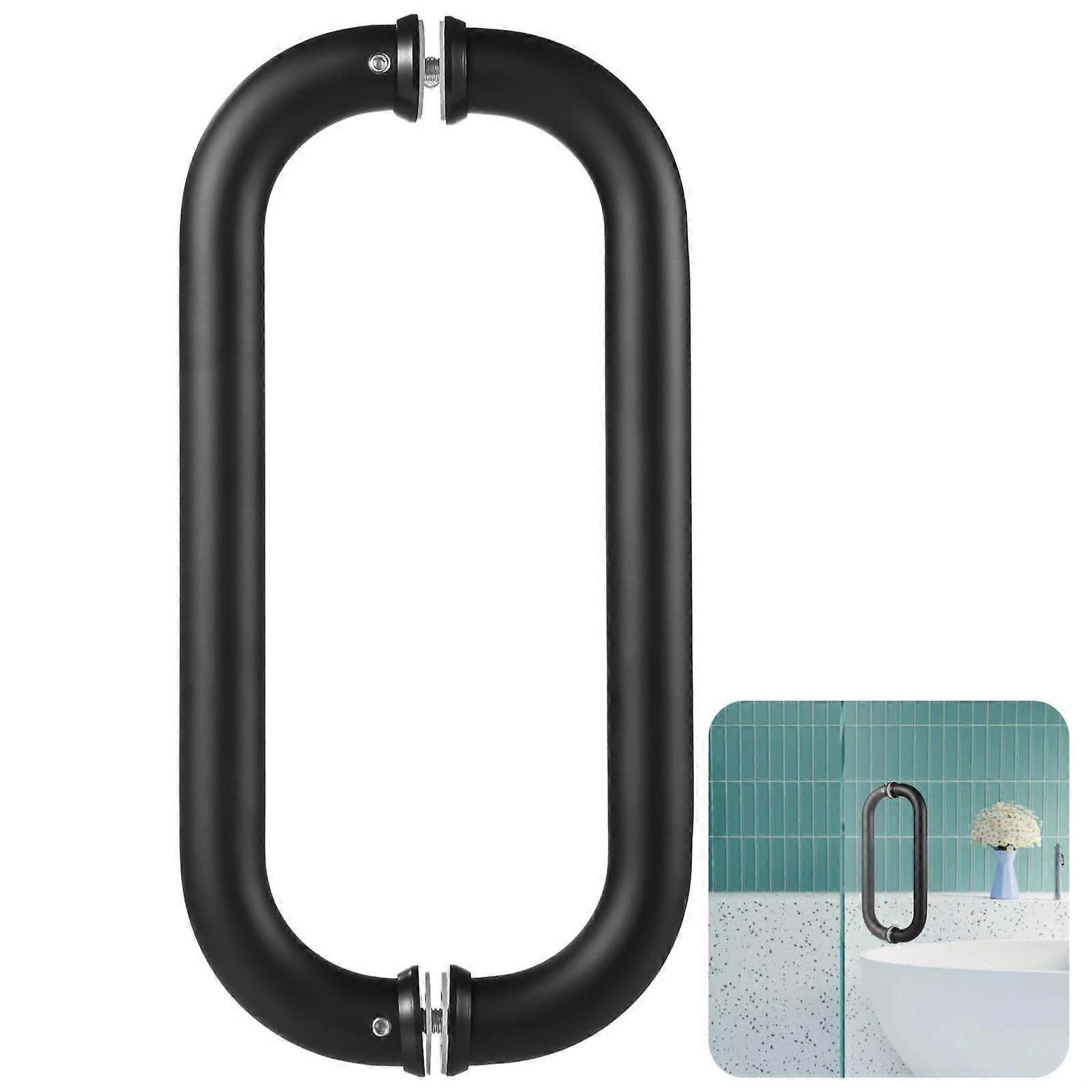 Matte Black CShaped Shower Door Handle, 304 Stainless Steel, Frameless Glass Pull, Rustproof