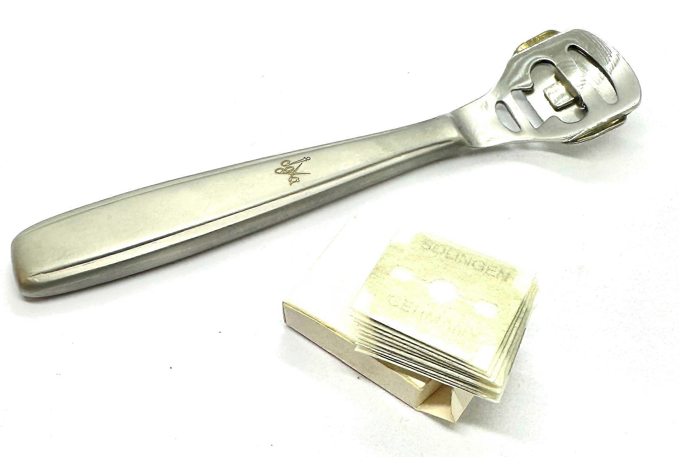 Professional Stainless Steel Callus Remover with 10 Replaceable Blades, Ergonomic Foot Scraper