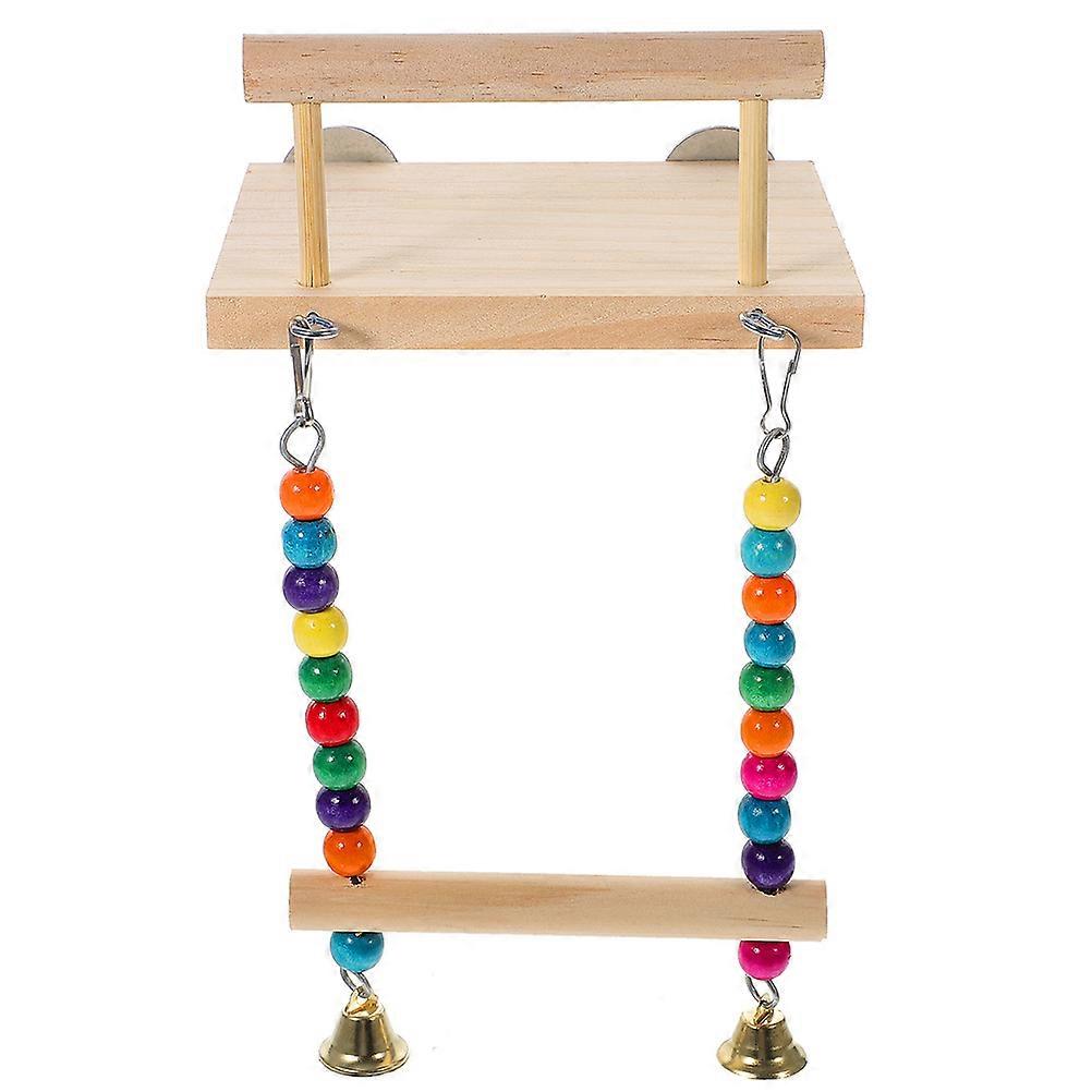 Wooden Parrot Perch Stand for Exercise with Bell and Swing