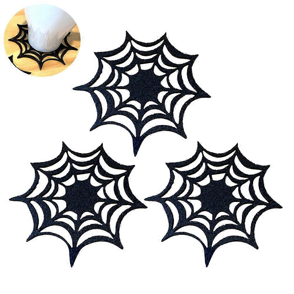 Web Placemats Spider Web Felt Halloween Coasters for Decoration 3Pcs