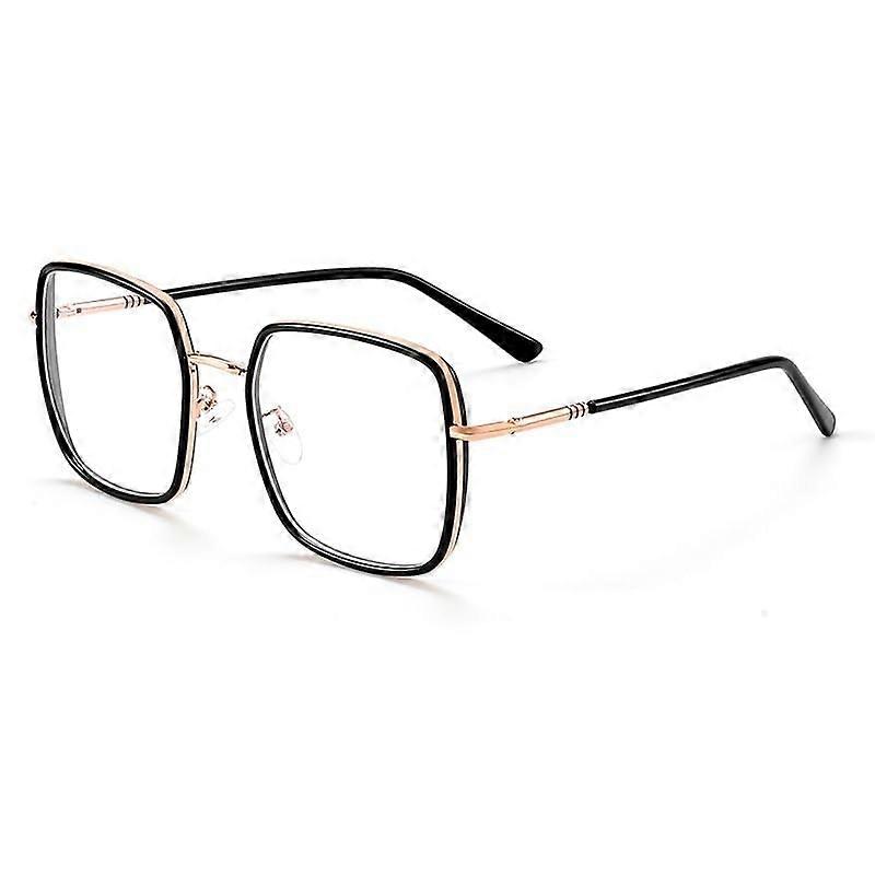 Oversized Blue Light Blocking Reading Glasses +1.50 Square Frame Black Golden Computer Readers