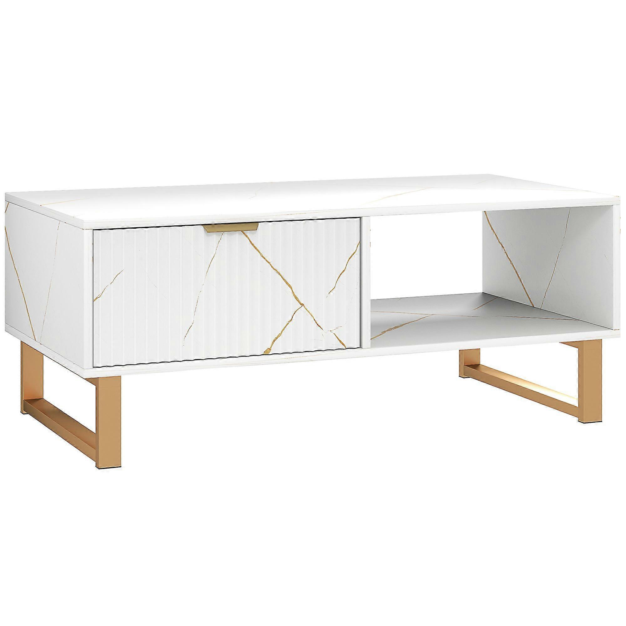 Elegant Marble Effect Storage Coffee Table