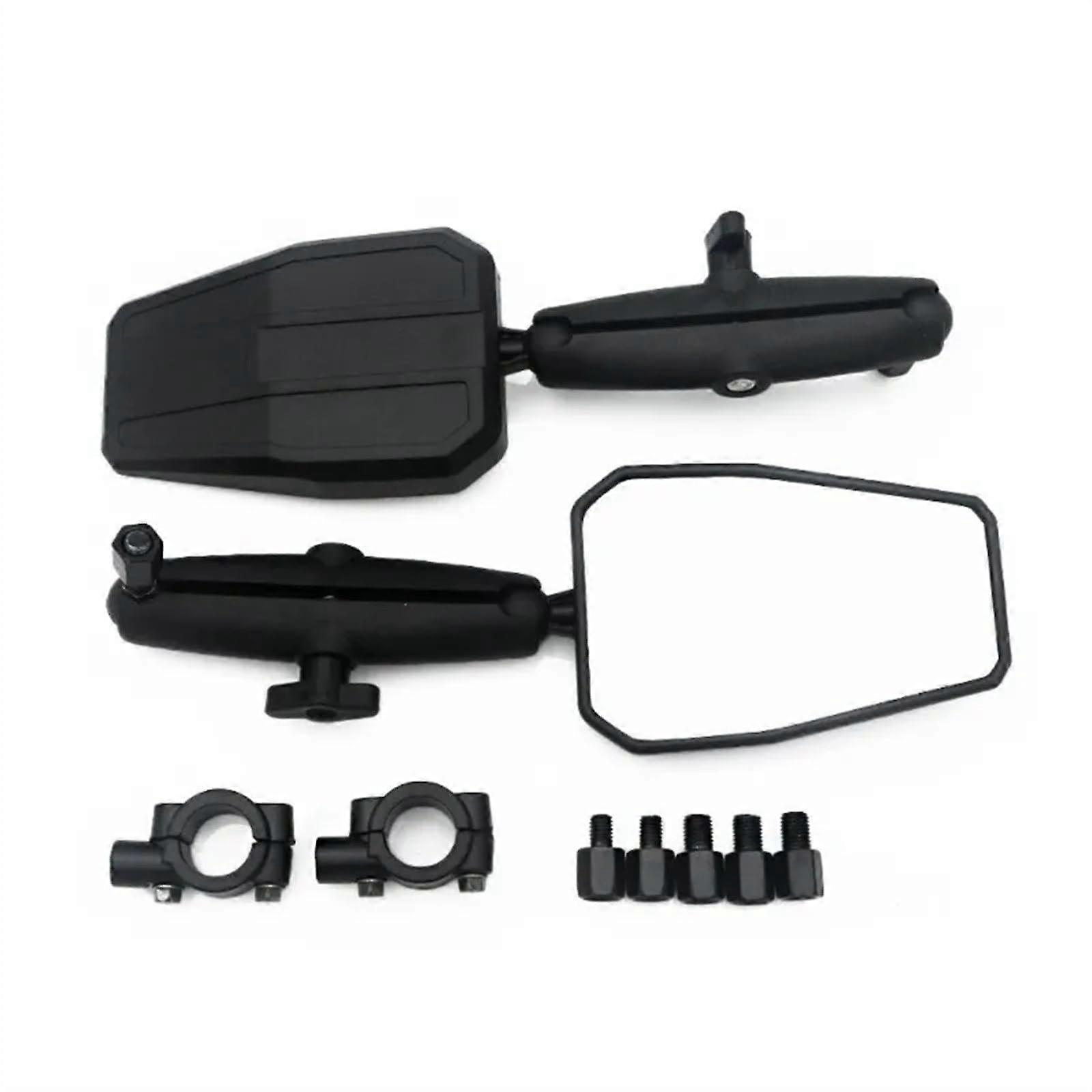 Motorcycle Rearview Mirrors Foldable Adjustable Wide View OffRoad Handlebar Adventure Black