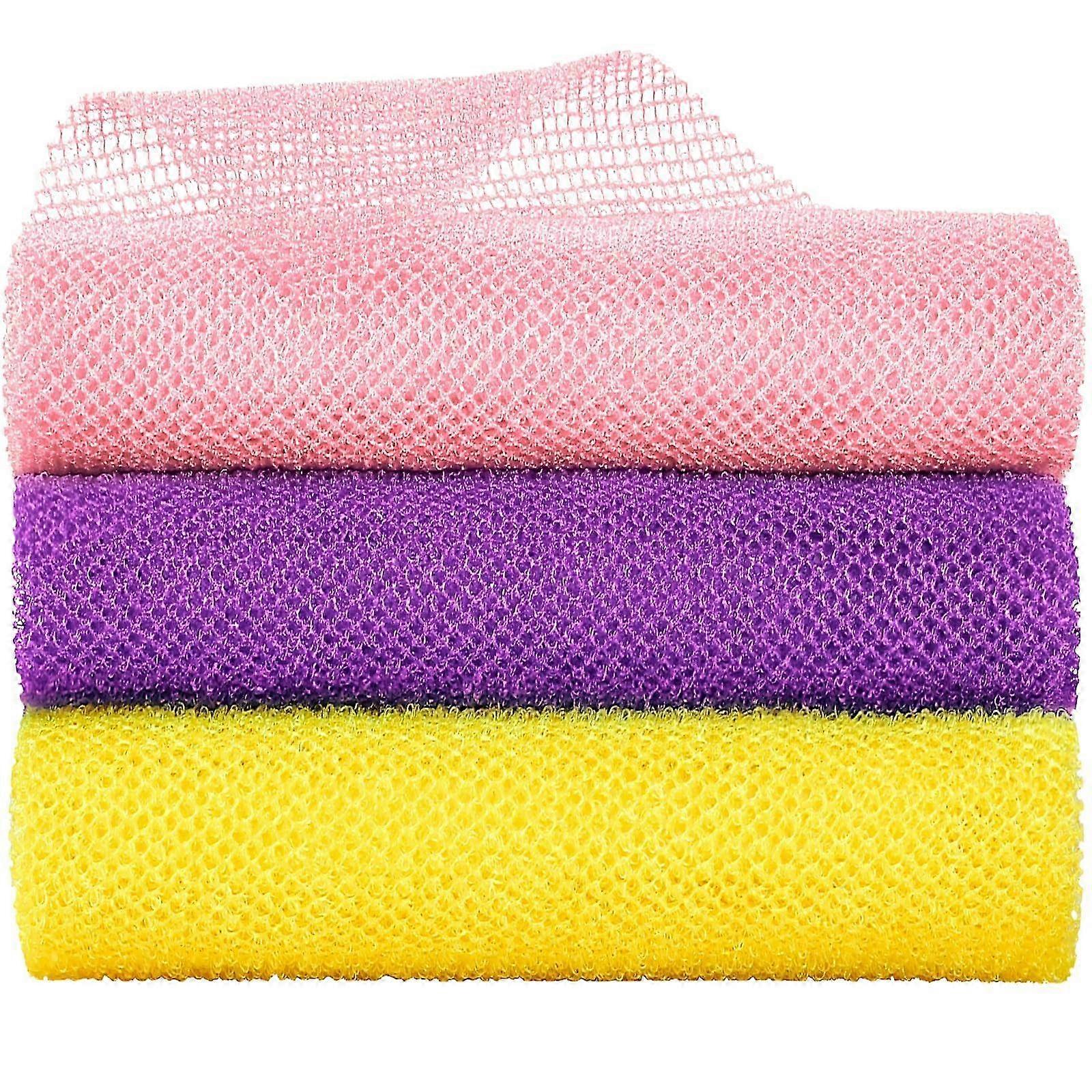 2026 3 Pieces Exfoliating Net for Shower or Bath