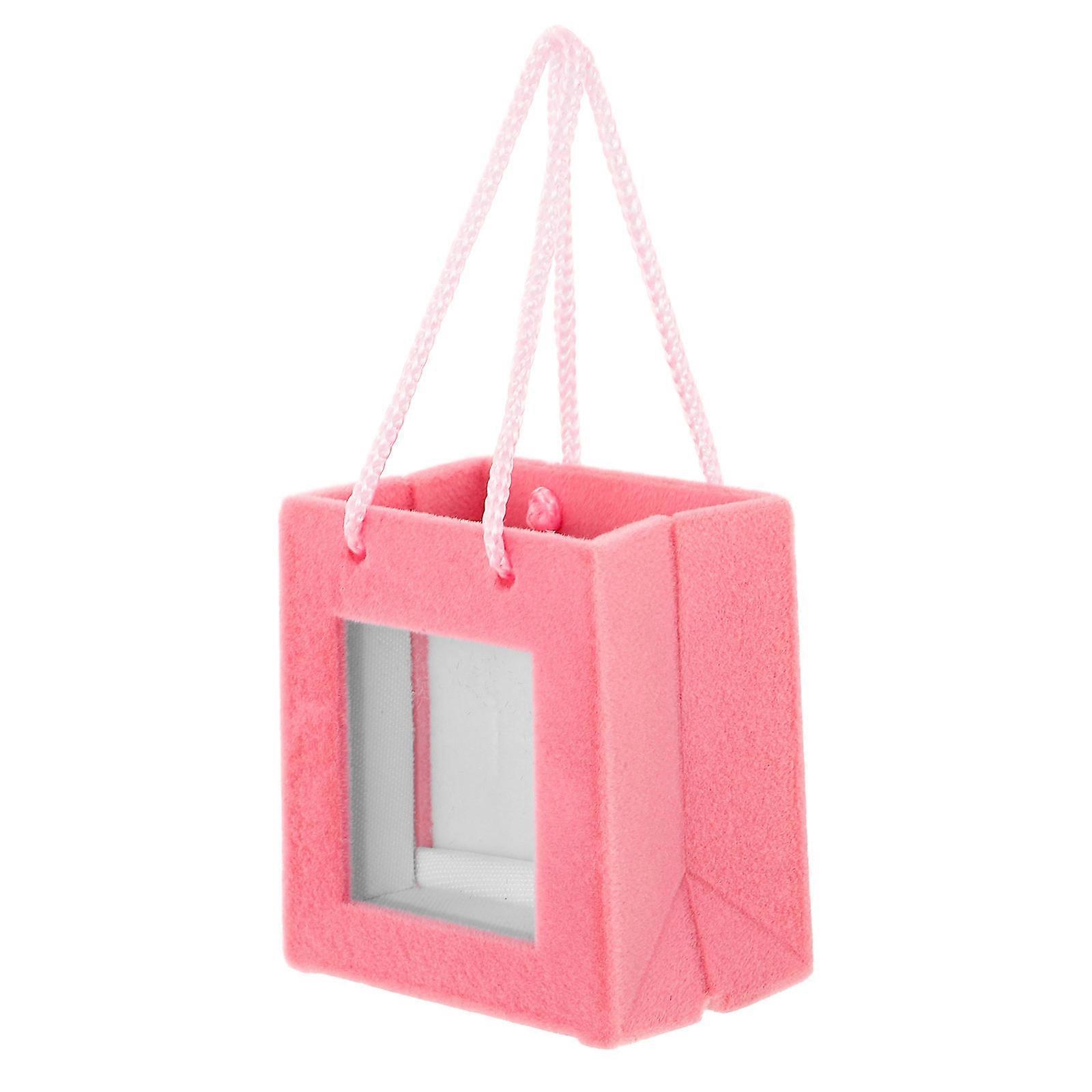 Flocking Ring Boxes Ring Case for Storage Use 2Pcs Pink Jewelry Organizer
