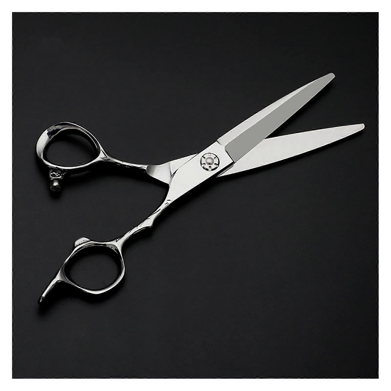 Tesoura de barbeiro profissional de 6 polegadas com cabo em formato de flor antiga e lâmina reta.