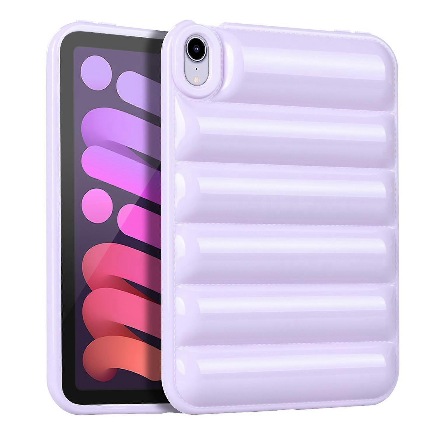 For iPad mini (2024)/mini (2021) Candy Color Down Jacket Shockproof Back Case Soft TPU Tablet Cover