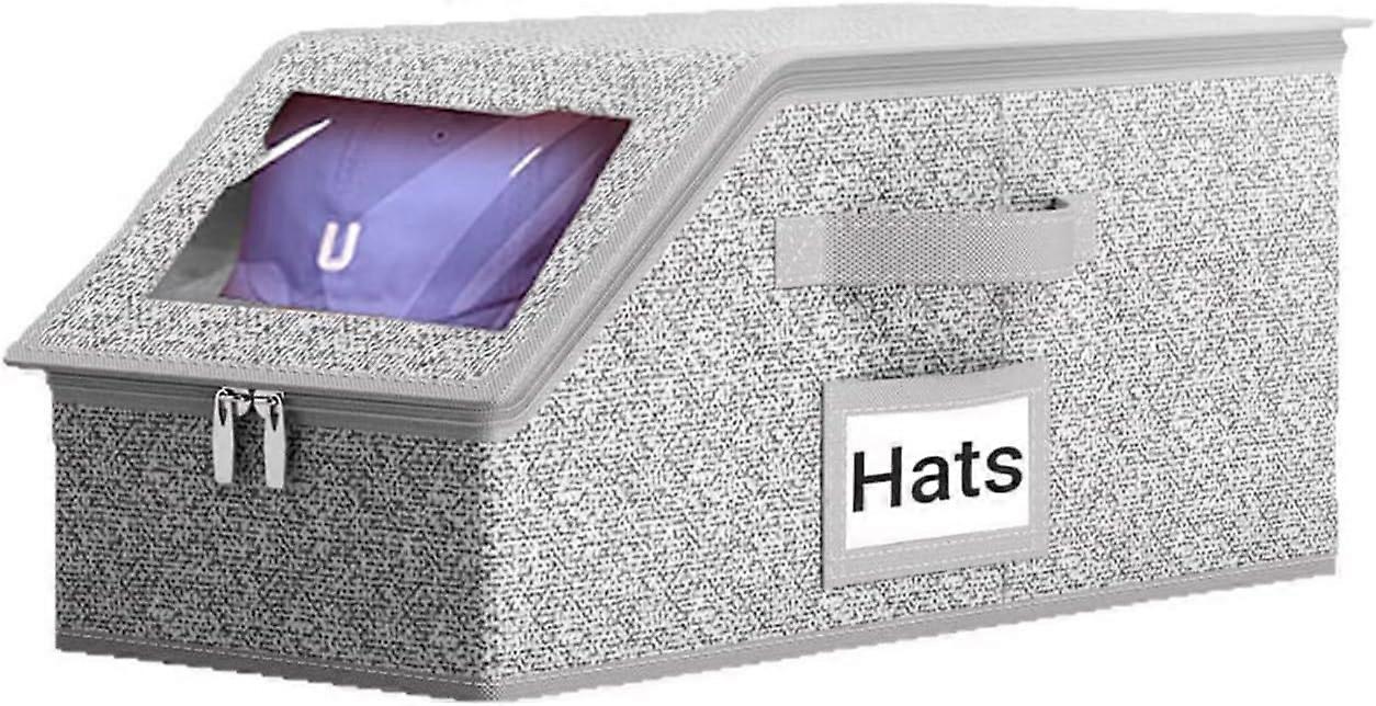 Baseball Cap Storage Stackable Cap Hat Storage with Carrying Handles & Lid Dust-Proof 1pcs Grey