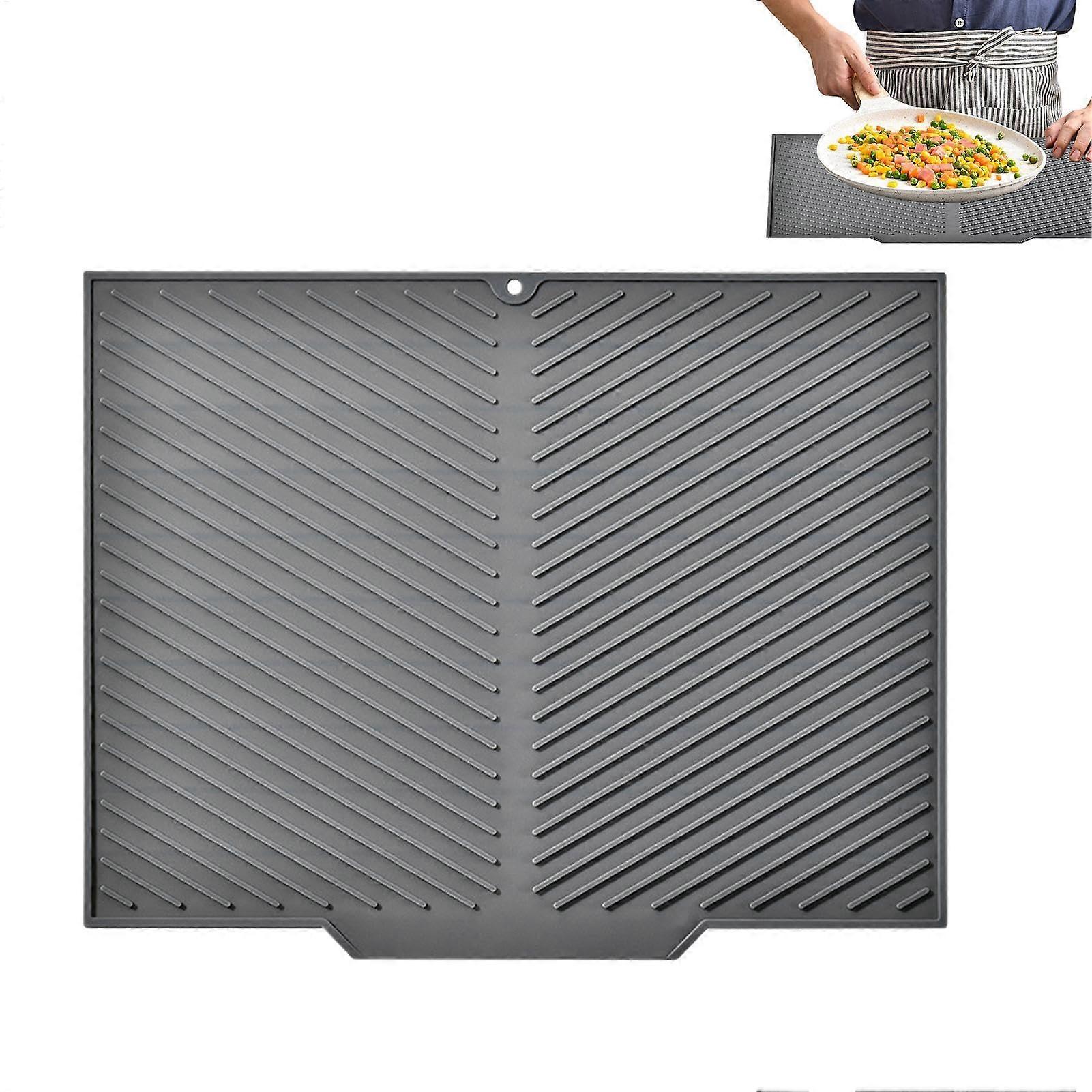 Silicone Dish Drying Mat for Countertops, Heat Resistant 450F, Foldable AntiSlip Kitchen Pad