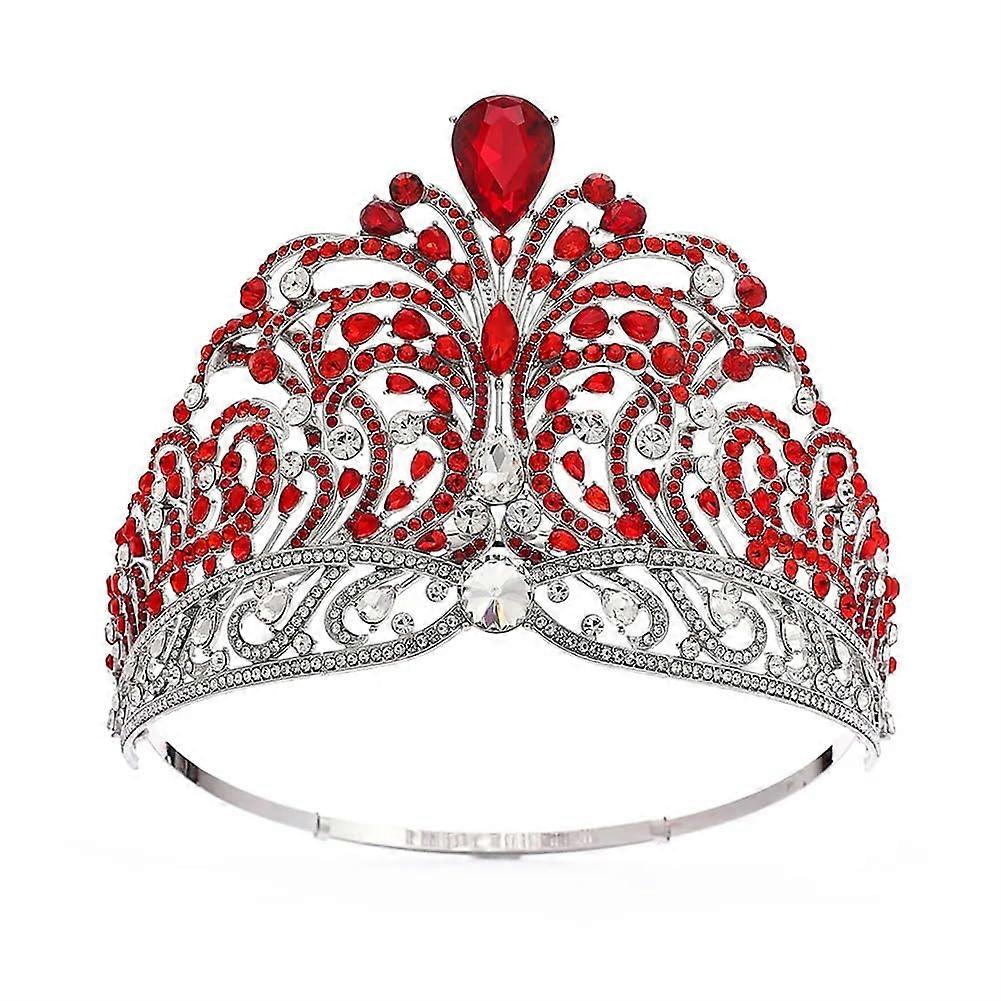 Red Crystal Bridal Tiara with  Austrian Crystals, Adjustable Full Circle Wedding Crown