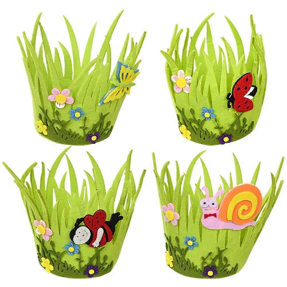 4Pcs Easter Decorations Non-woven Fabrics Colorful Egg Baskets for Decor