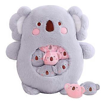 Kawaii Koala Plush Toy Set 2 in 1 Soft Squishy Pillow Pet for Kids Sofa Decor 6 Gray Koalas