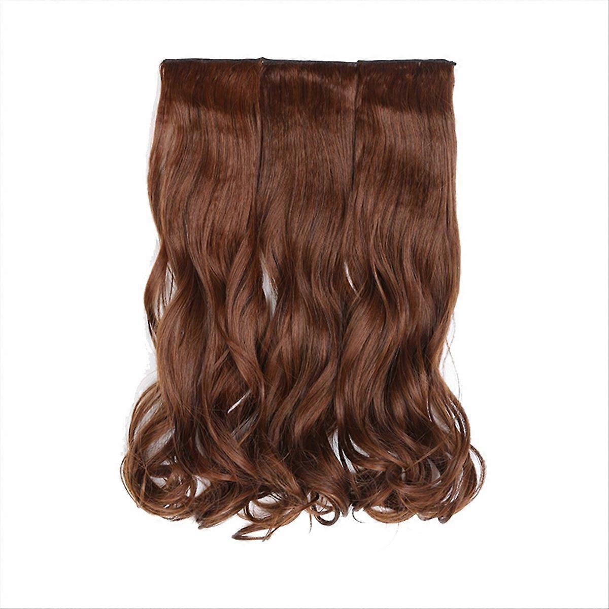 55cm Thickened Three-Piece Wig Set Light Brown Long Wavy Roll